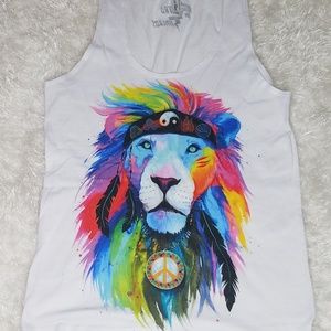 Hippie lion tank top